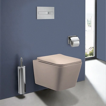 Унитаз подвесной Vincea Q-Line VT1-12MC безободковый, капучино матовое, ультратонкое soft close сиденье
