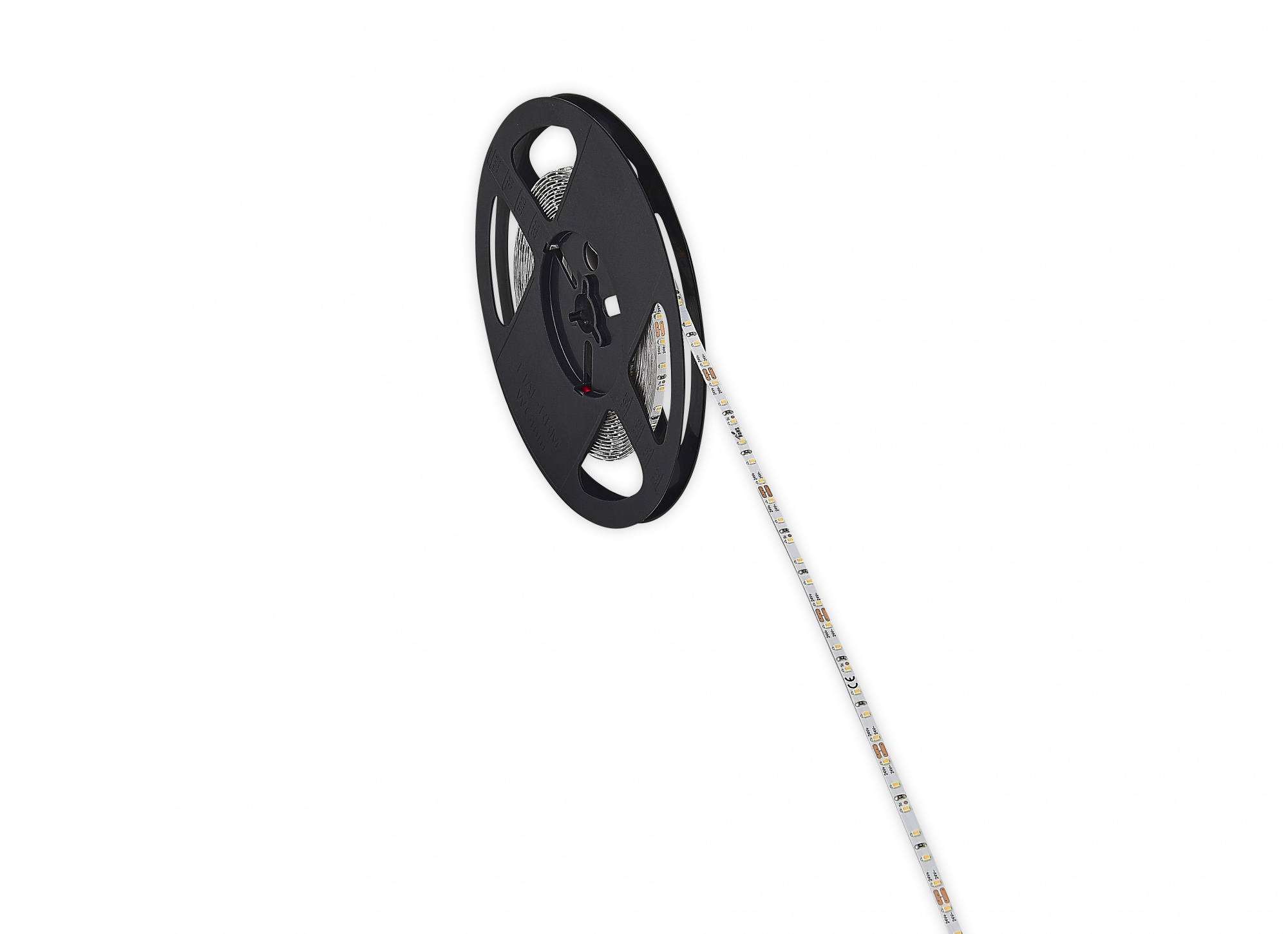 Лента светодиодная SMD тёпло-белая DC24V 8, 6W/m 3000K 670Lm/m 120д/м CRI>90 IP20,  упаковка 5 метров,  ширина 4мм,  высота 1, 2мм,  самоклейкая