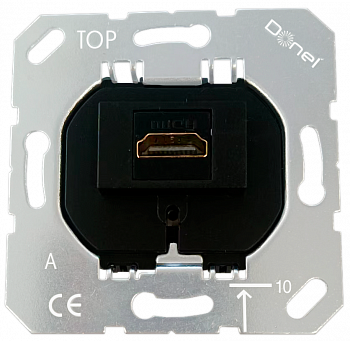 Розетка HDMI 2.0 type A,  производство Donel,  механизм без накладки,  чёрный