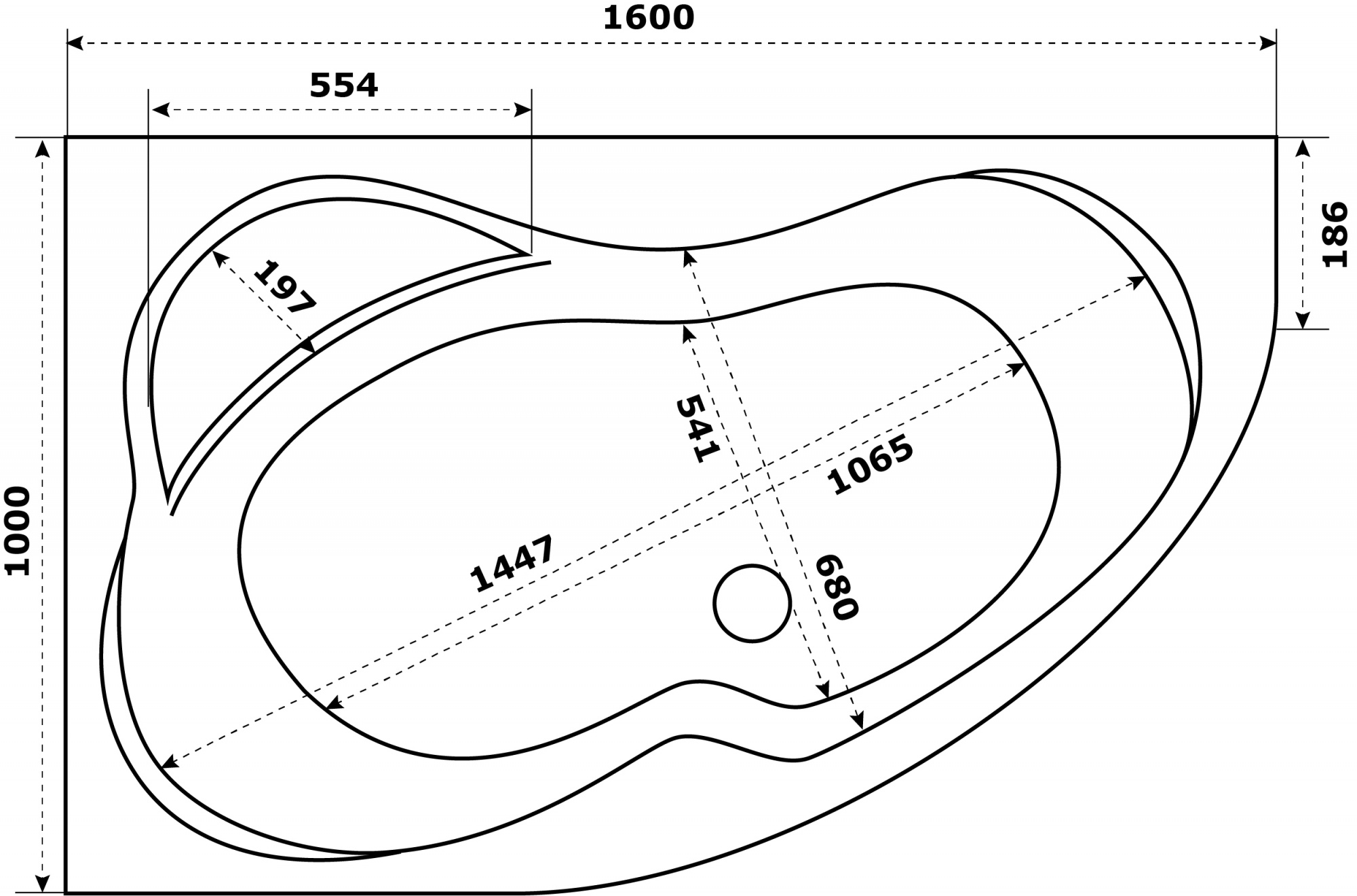 Акриловая ванна 160х100 см Azario Микона МИВ0001 белая