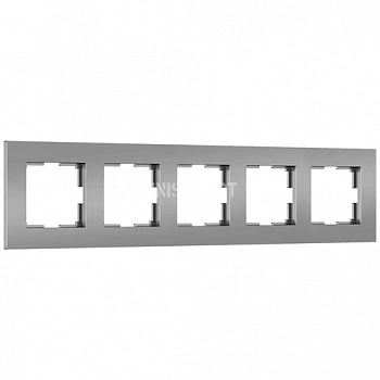 Рамка на 5 постов Slab (серебро матовый) W0052965