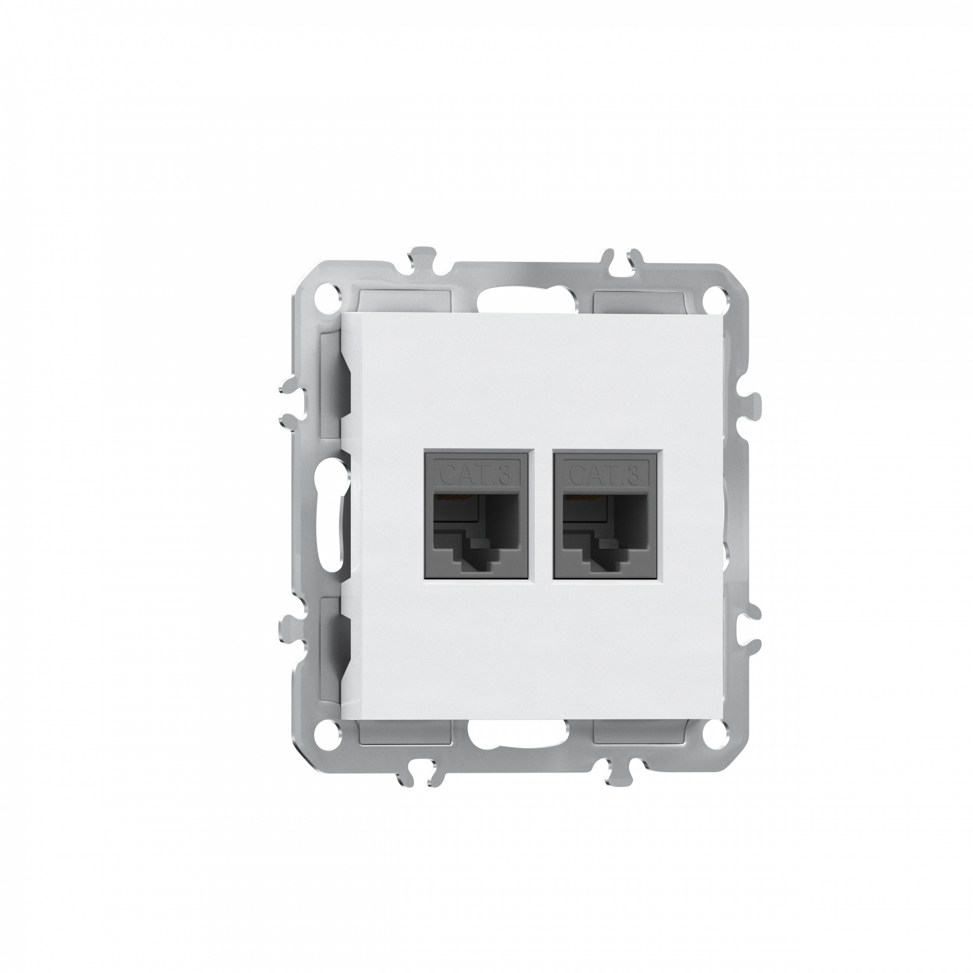 Розетка RJ11 + RJ11,  телефонная на 2 выхода,  цвет глянцевый белый,  серия A07 Donel