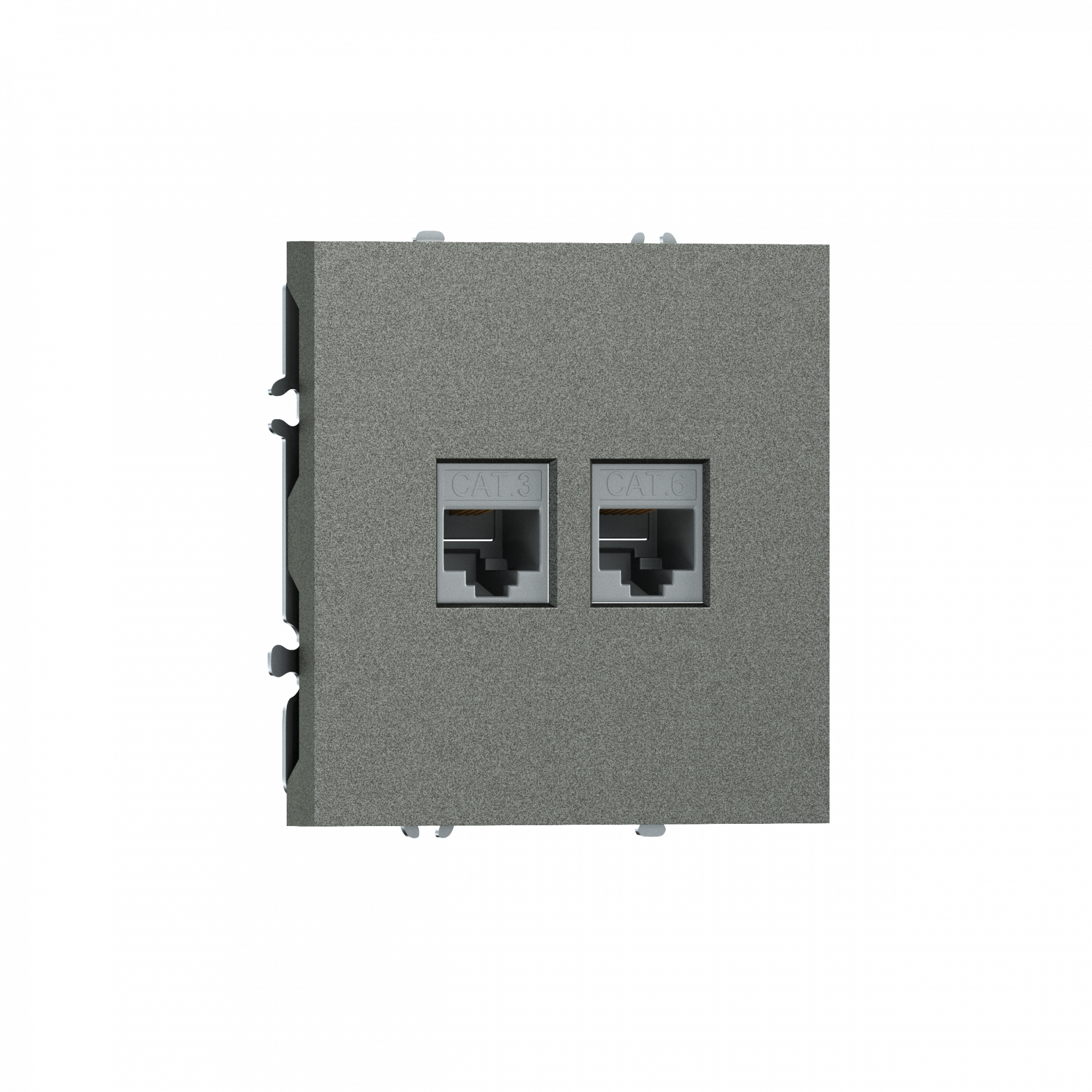 Розетка RJ11 + RJ45 cat.6,  комбинированная на 2 выхода (телефон + компьютер),  цвет матовый титан,  серия S08 Donel