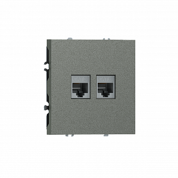 Розетка RJ11 + RJ45 cat.6,  комбинированная на 2 выхода (телефон + компьютер),  цвет матовый титан,  серия S08 Donel