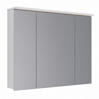 Шкаф зеркальный Lemark ZENON 100х80см 3-х дв, с козырьком-подсветкой, с розеткой, Белый глянец