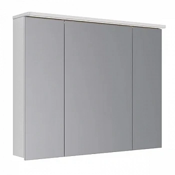 Шкаф зеркальный Lemark ZENON 100х80см 3-х дв, с козырьком-подсветкой, с розеткой, Белый глянец