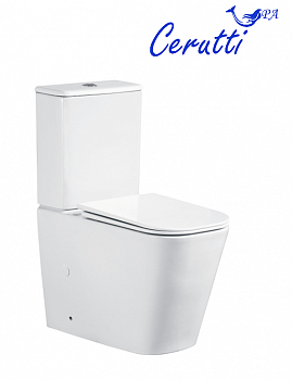 Унитаз-компакт безободковый Ceruttispa Manlio Tornado CT10618 с крышкой-сиденьем микролифт, белый