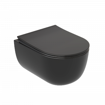 Унитаз подвесной безободковый Ceramica Nova Modena CN6063MB с крышкой сиденьем микролифт чёрный матовый