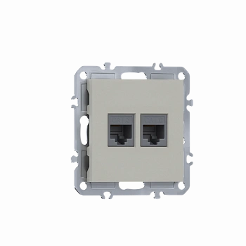 Розетка RJ11 + RJ45 cat.6,  комбинированная на 2 выхода (телефон + компьютер),  цвет матовый кашемир,  серия A07 Donel