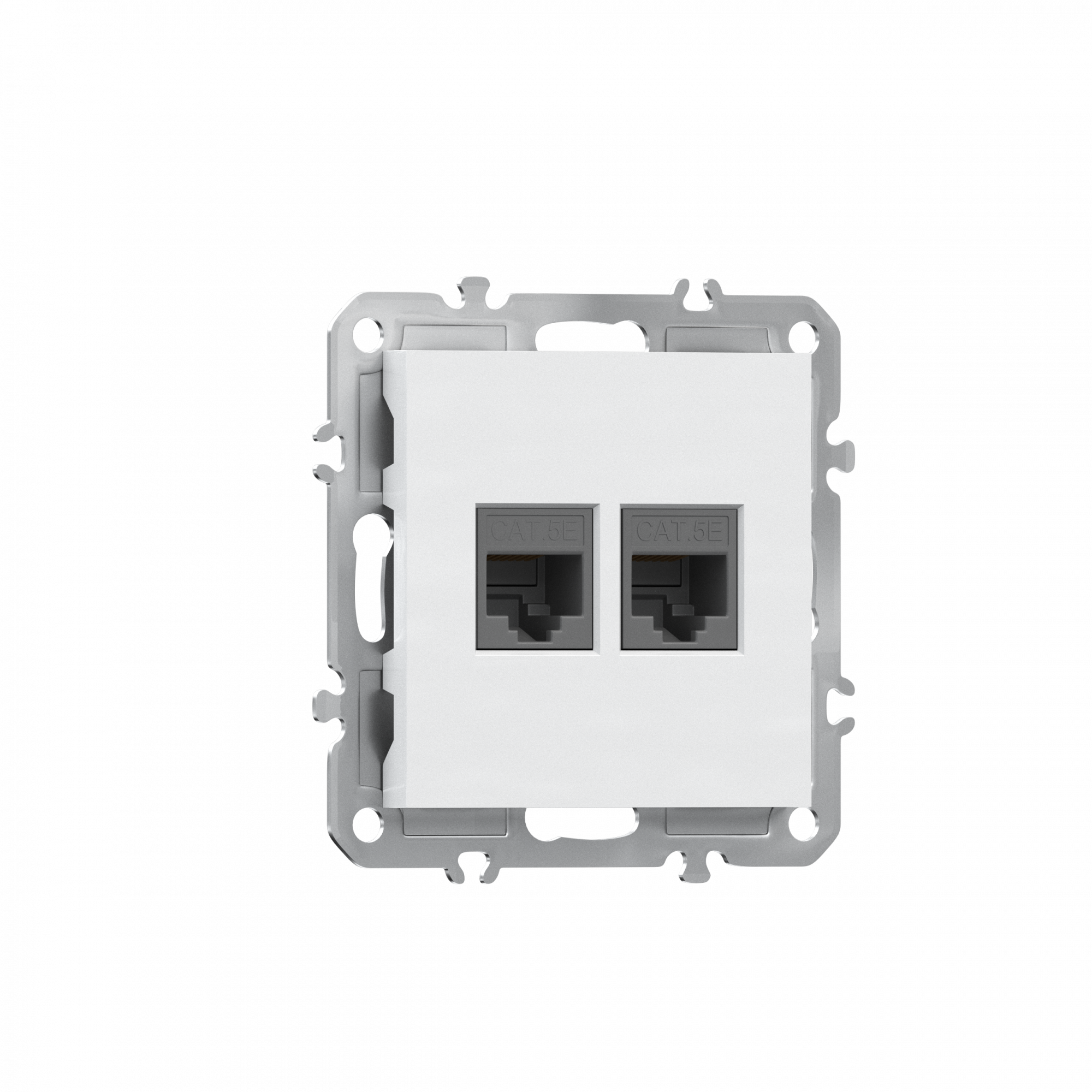 Розетка RJ45 + RJ45 cat.5,  компьютерная на 2 выхода,  цвет глянцевый белый,  серия A07 Donel