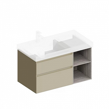 CUB.90Lh/LIM Тумба CUBO левая подвесная с ящиками 90, лимо матовая-древесная