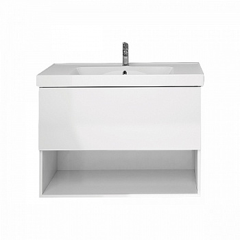 Тумба Dreja Perfecto 60 см, подвесная, 1 ящик, push-to-open, белый глянец