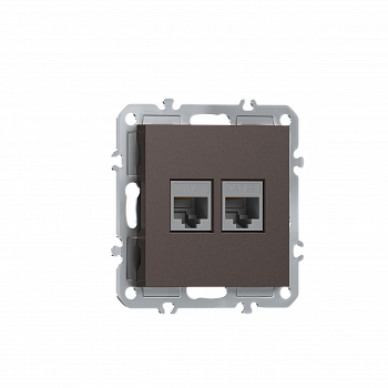 Розетка RJ45 + RJ45 cat.5,  компьютерная на 2 выхода,  цвет мокко,  серия A07 Donel