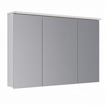 Шкаф зеркальный Lemark ZENON 120х80см 3-х дв, с козырьком-подсветкой, с розеткой, Белый глянец