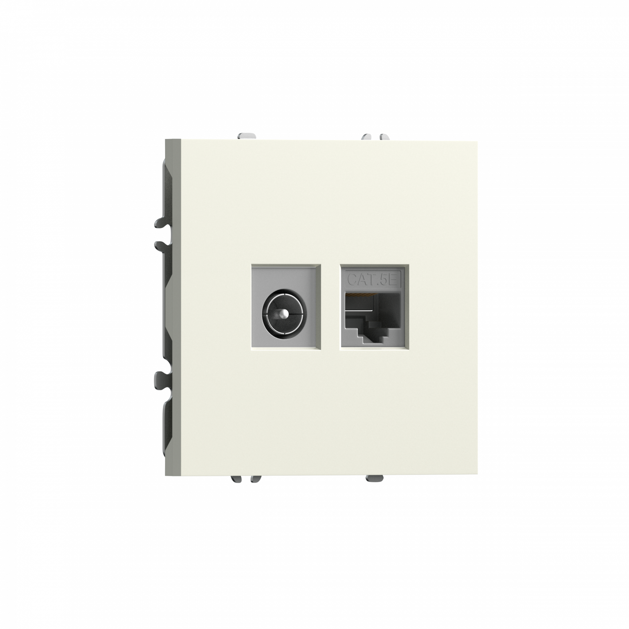 Розетка RJ45 cat.5 + TV 0-2400 МГц,  комбинированная на 2 выхода (компьютер + телевизор),  цвет слоновая кость,  серия S08 Donel
