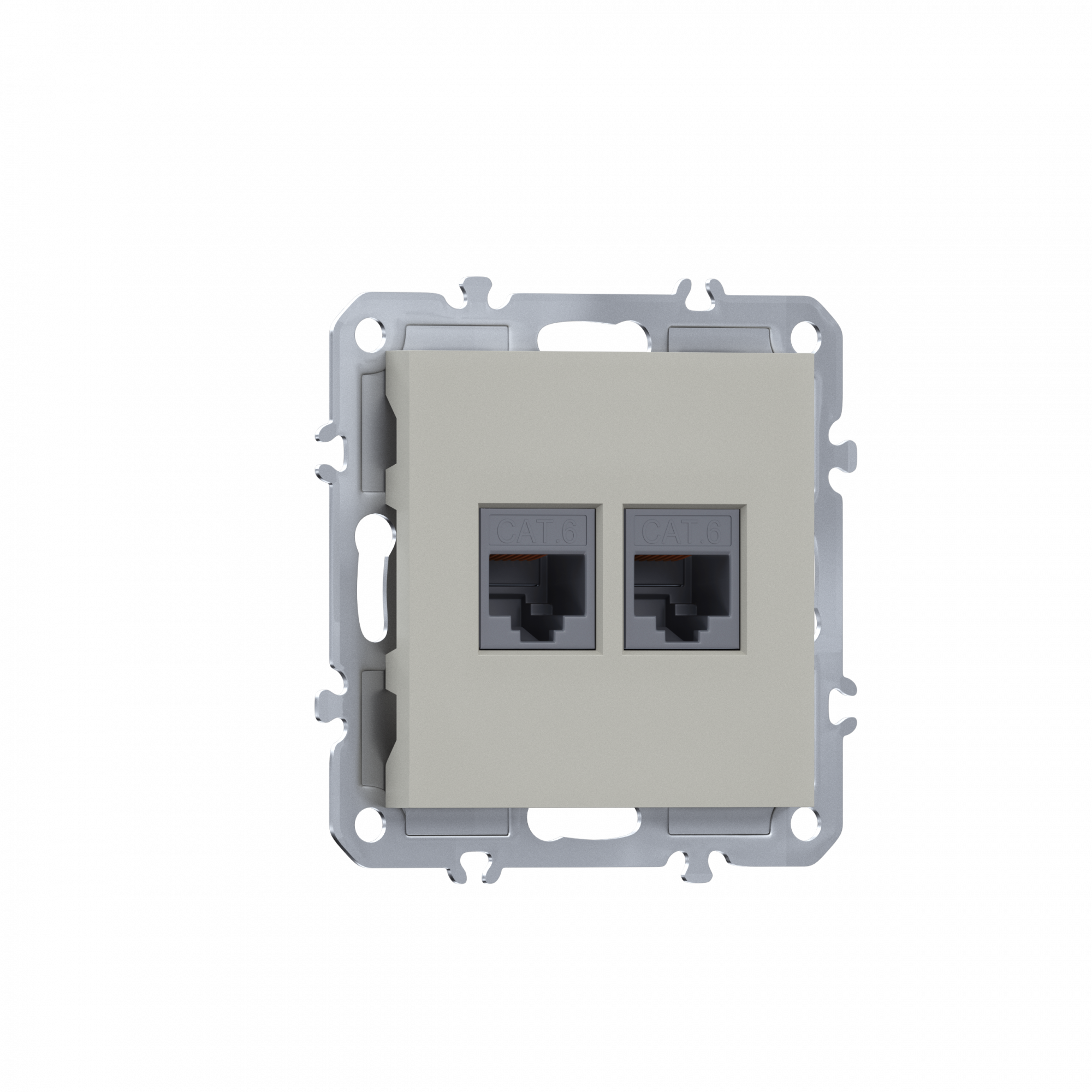 Розетка RJ45 + RJ45 cat.6,  компьютерная на 2 выхода,  цвет матовый кашемир,  серия A07 Donel