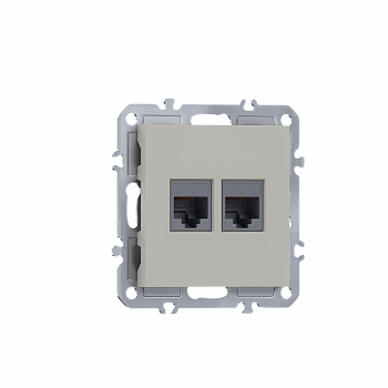 Розетка RJ45 + RJ45 cat.6,  компьютерная на 2 выхода,  цвет матовый кашемир,  серия A07 Donel