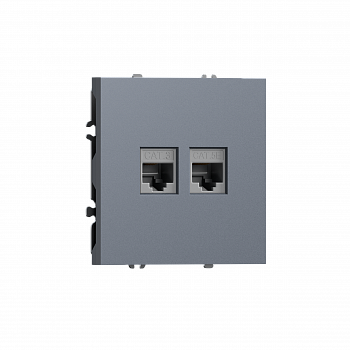 Розетка RJ11 + RJ45 cat.5,  комбинированная на 2 выхода (телефон + компьютер),  цвет сталь,  серия S08 Donel