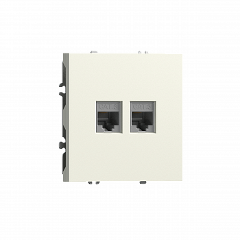 Розетка RJ11 + RJ11,  телефонная на 2 выхода,  цвет слоновая кость,  серия S08 Donel